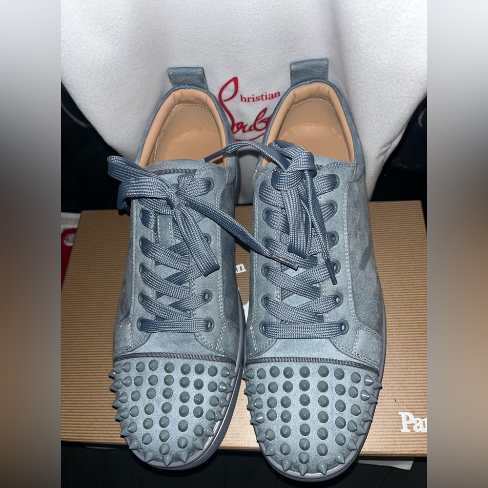 Christian Louboutin Blue Spiked Sneakers